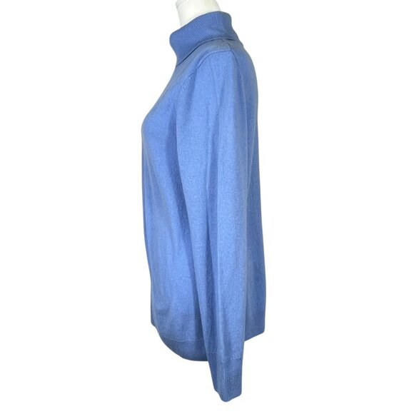 NWOT Talbots 100% Cashmere Periwinkle Blue Turtleneck Sweater Luxe Soft Knit L - Picture 3 of 9